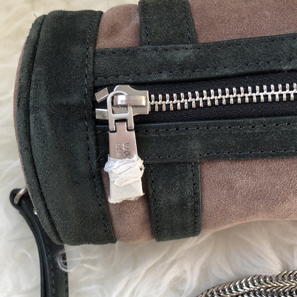 RARE • WORTH NEW YORK • Suede Leather Barrel Crossbody Adjustable Bag w/ Dustbag - Picture 5 of 16